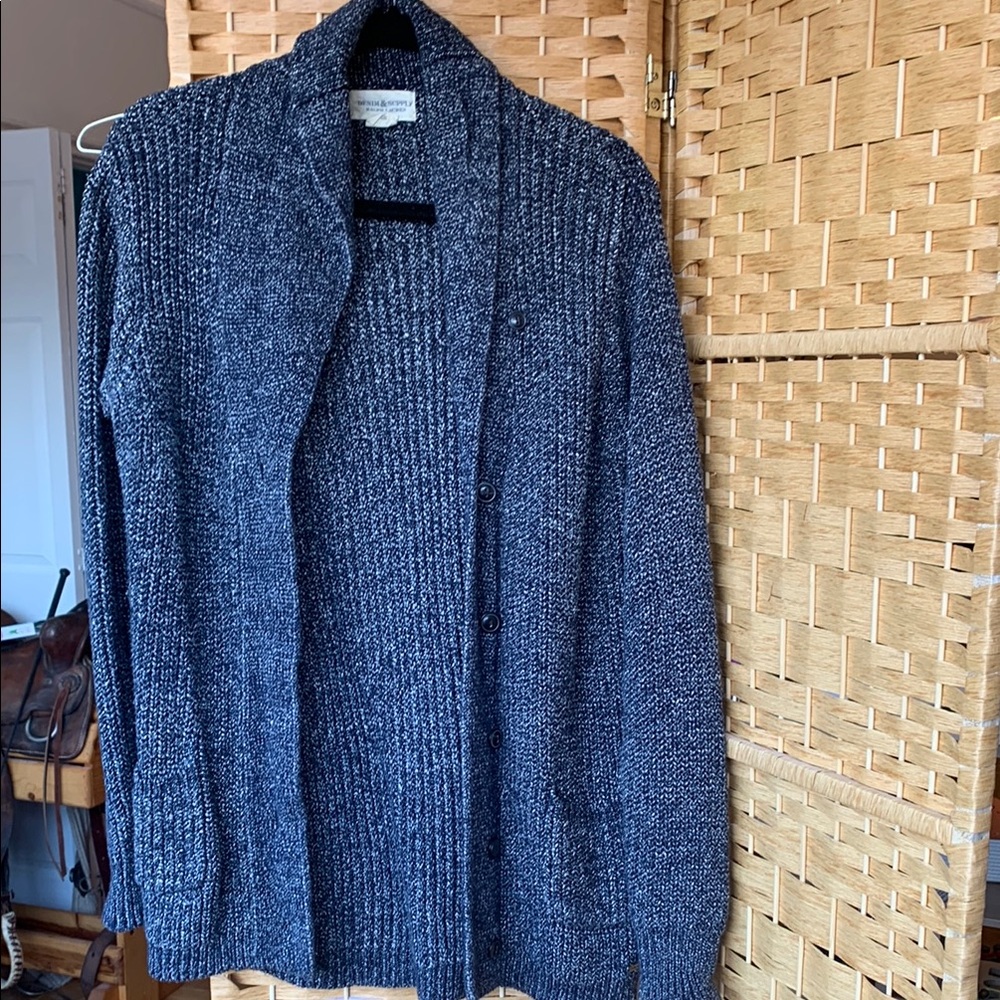 Ralph Lauren Men's Navy Marled Shawl Collar Cardigan